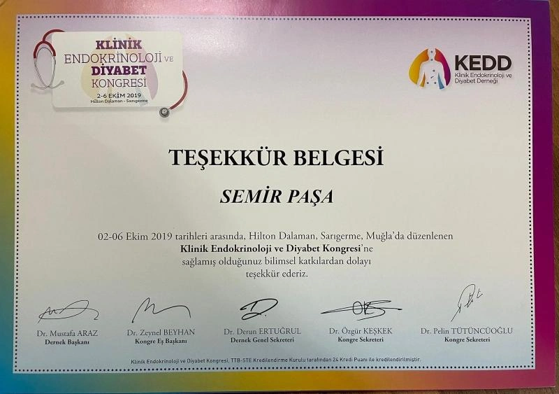 Prof. Dr. Semir Paşa tıp kongresi ve akademik sertifikası