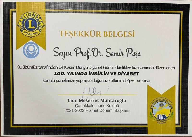 Prof. Dr. Semir Paşa akademik tıp kongresi katılım belgesi