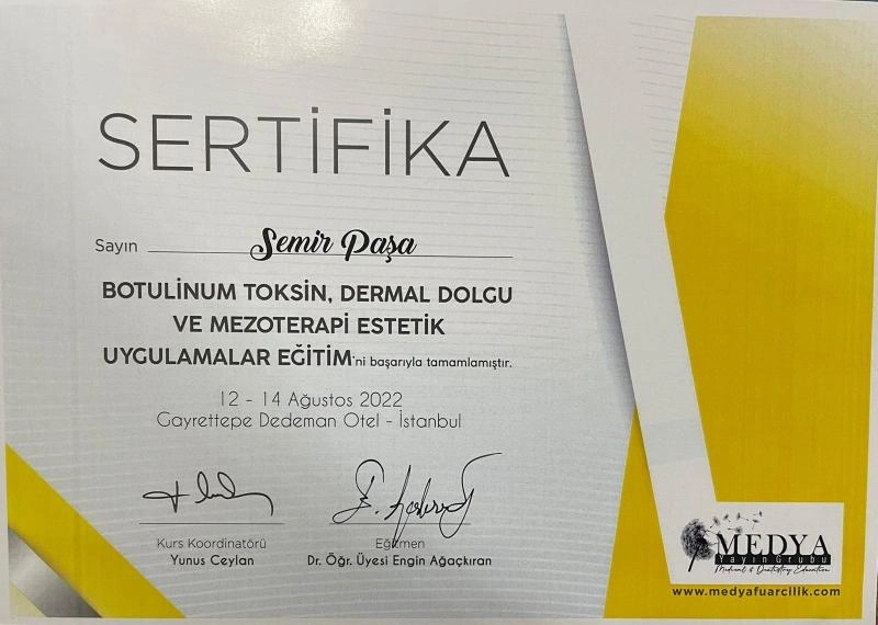 Prof. Dr. Semir Paşa dahiliye alanında mesleki sertifika