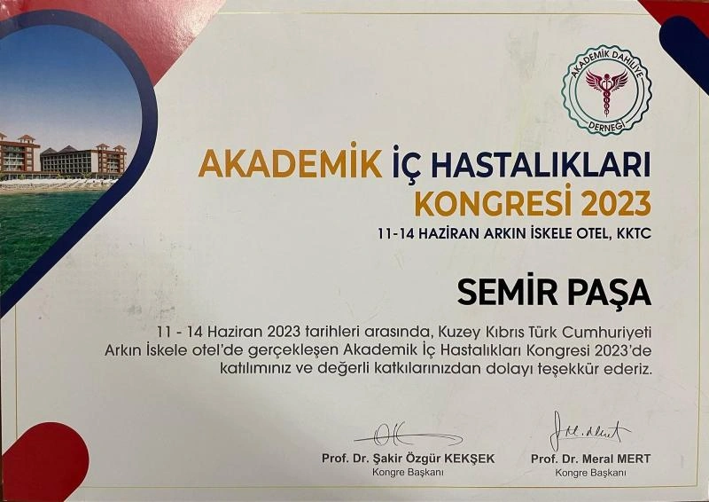 Prof. Dr. Semir Paşa ulusal ve uluslararası kongre belgeleri