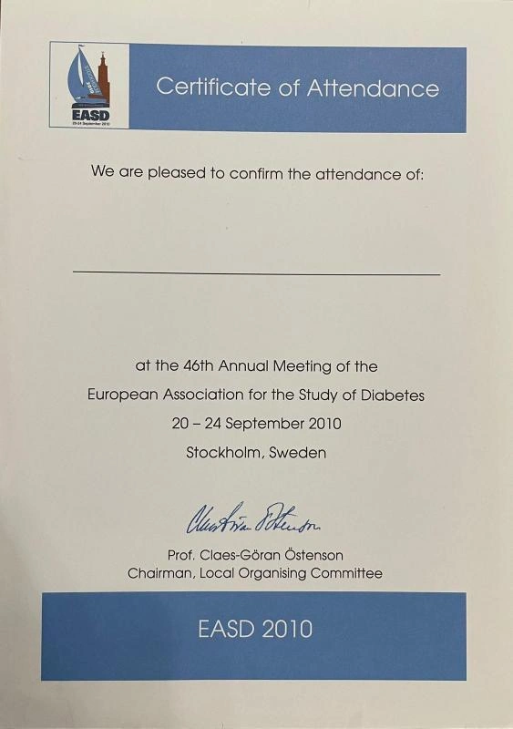 Prof. Dr. Semir Paşa iç hastalıkları bilimsel toplantı sertifikası